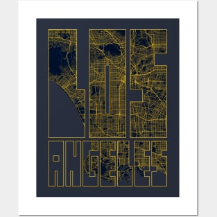 Los Angeles, USA City Map Typography - Gold Art Deco Posters and Art